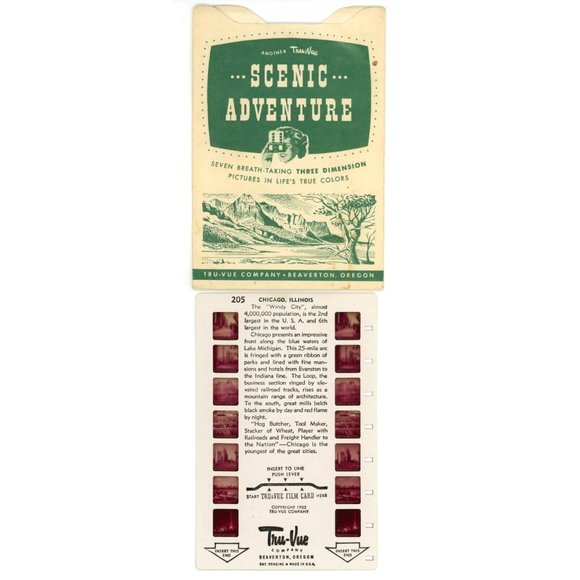 Vintage Tru Vue Tru-Vue Film Card Stereoview Chicago Illinois 205 3D 3-D Rare - Picture 1 of 2